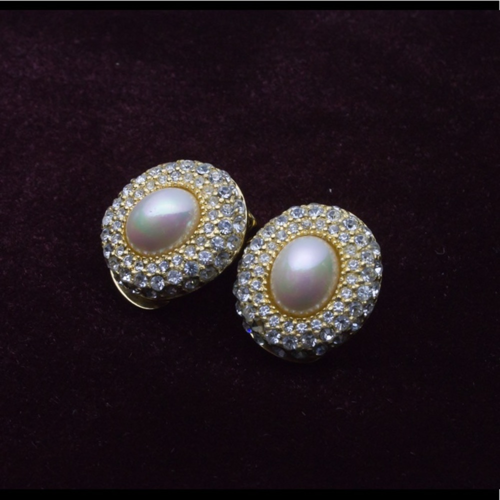 Christian Dior Vintage Clip-On Earrings w/ Pouch